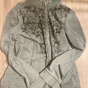 B.L.E.U. Gray Floral Embellished Hoodie